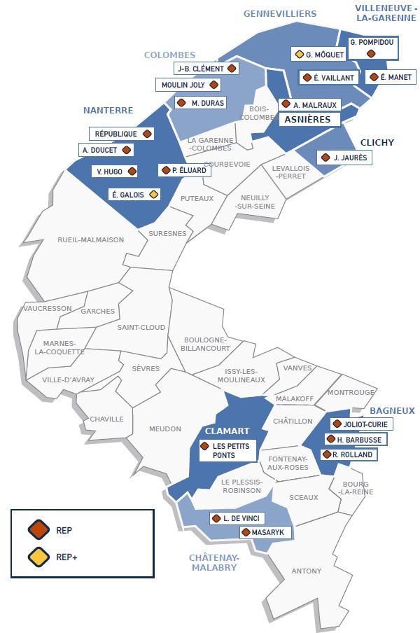 Carte Éducation prioritaire et politique de la ville 92