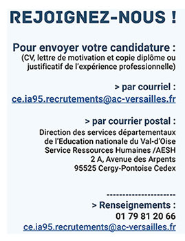 Recrutement Personnel vie scolaire 95  Académie de Versailles