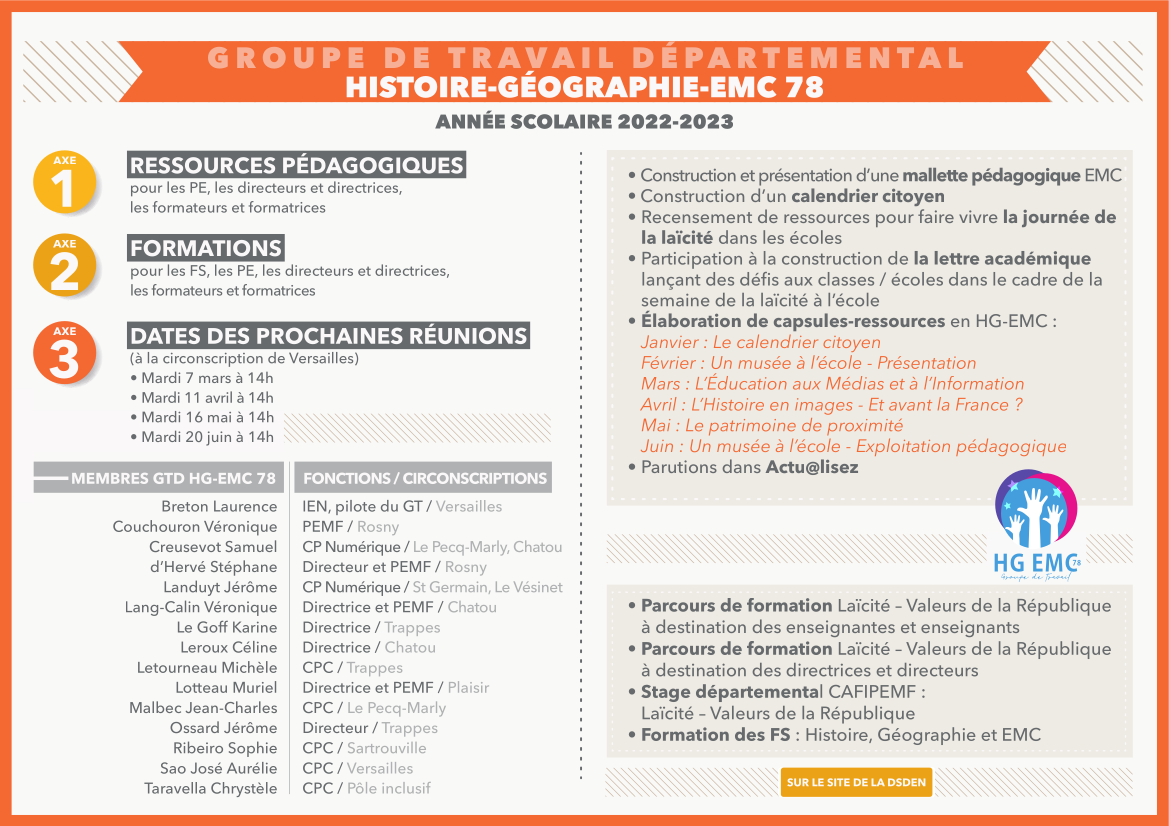 Histoire, Géographie, Enseignement Moral et Civique (EMC) et Laïcité