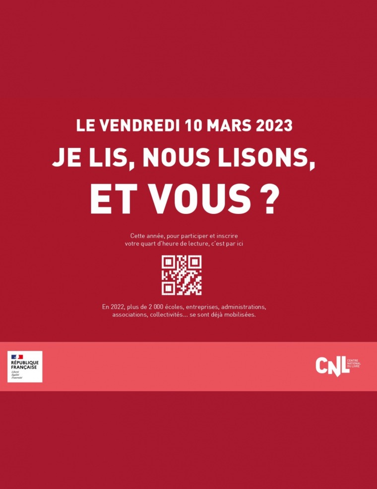 Le vendredi 10 mars 2023. Je lis, nous lisons et vous?  avec qr code 