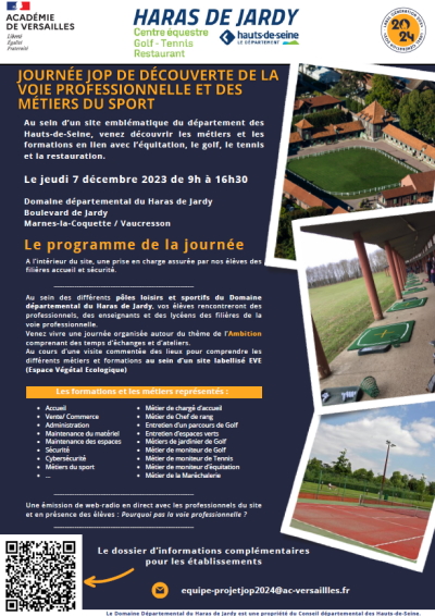 Découverte de la voie professionnelle et des métiers du sport au Haras de Jardy le 07-12-2023