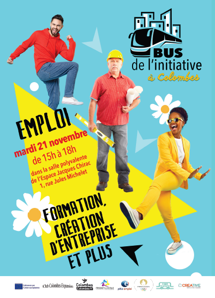 Affiche recrutement "montez dans le Bus de l'initiative"