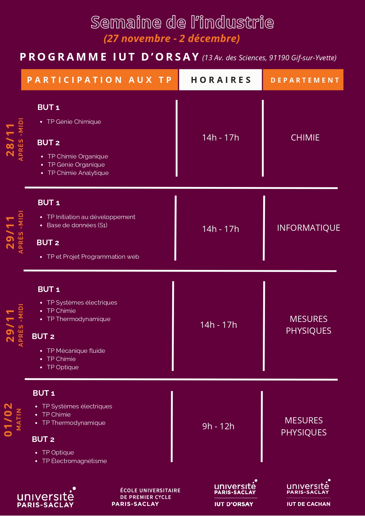 Programme_IUT_Orsay - Semaine de l'industrie