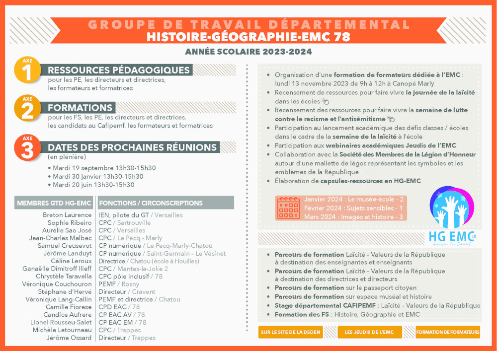 Histoire, Géographie, Enseignement Moral et Civique (EMC) et Laïcité