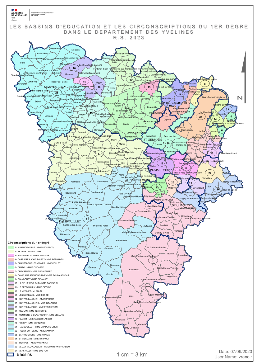 Carte des circonscriptions des Yvelines
