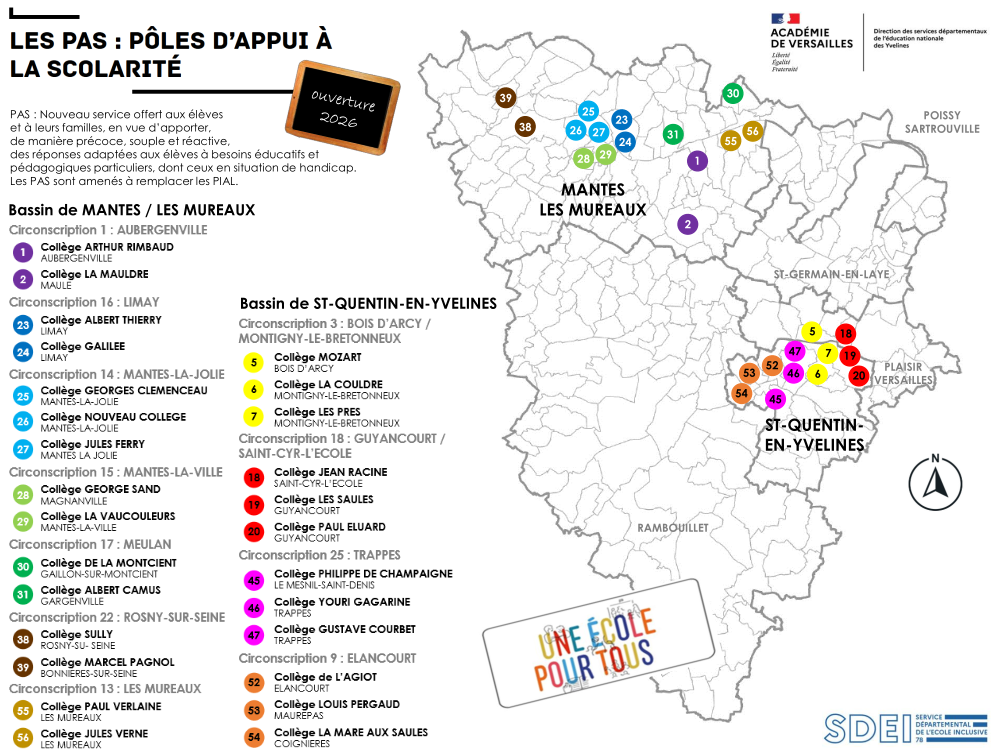 Carte des PAS implantés dans les Yvelines