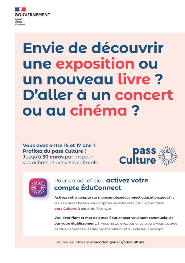 Il s'agit d'un dépliant d'information à destination des élèves concernant le Pass culture