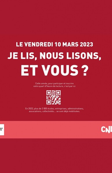 Le vendredi 10 mars 2023. Je lis, nous lisons et vous?  avec qr code 