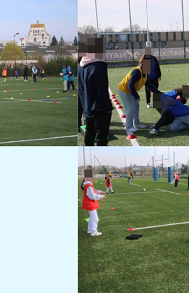 Illustrations de jeunes jouant au rugby 