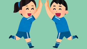 Ilustration d'un garcon et d'une fille en tenue de sport qui se tapent dans les mains
