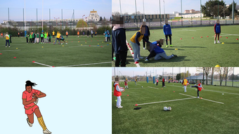 Illustrations de jeunes jouant au rugby 