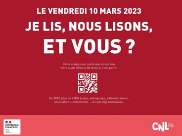 Le vendredi 10 mars 2023. Je lis, nous lisons et vous?  avec qr code 