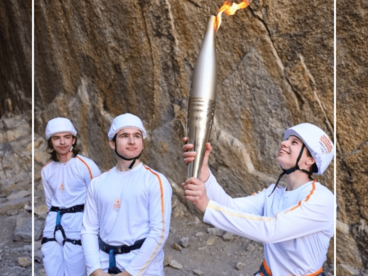 Jeanne porte la flamme olympique