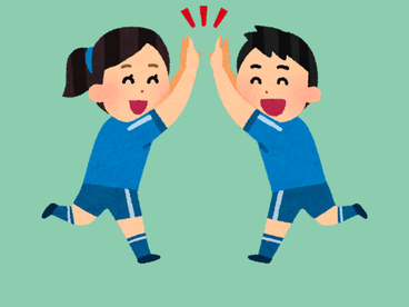 Ilustration d'un garcon et d'une fille en tenue de sport qui se tapent dans les mains